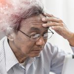Asian elder lost memory from dementia or alzheimer disease concept